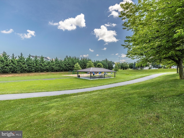view of home's community featuring a lawn and a gazebo