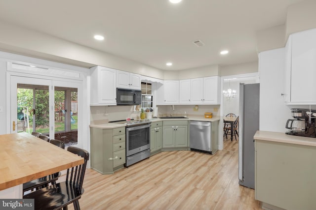 kitchen featuring a sink, white cabinetry, appliances with stainless steel finishes, and light countertops