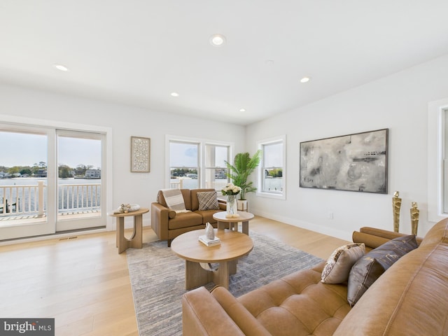 29 Bay Way, Brick, NJ 08723 - living room featuring visible vents, recessed lighting, light wood-style flooring, and baseboards