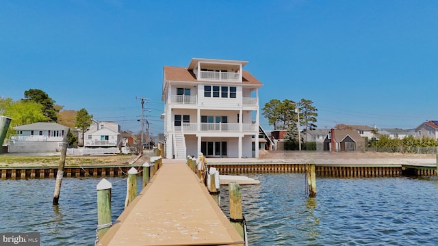 29 Bay Way, Brick, NJ 08723 - view of dock featuring a residential view, a water view, and a balcony