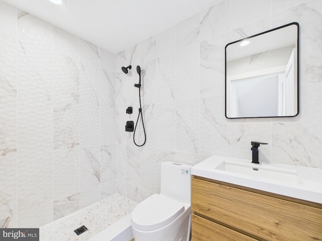 29 Bay Way, Brick, NJ 08723 - full bath with toilet, vanity, tiled shower, and tile walls