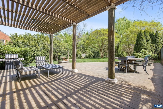 1012 Locust Ave, Charlottesville, VA 22901 - view of patio / terrace featuring a pergola, outdoor dining space, and a wooden deck