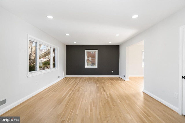 5601 Groveland Ave, Baltimore, MD 21215 - empty room featuring recessed lighting, baseboards, visible vents, and light wood-style flooring