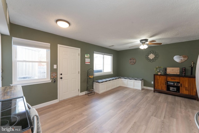 197 Crocus Ct, Quakertown, PA 18951 - foyer entrance featuring ceiling fan, a textured ceiling, and light wood finished floors