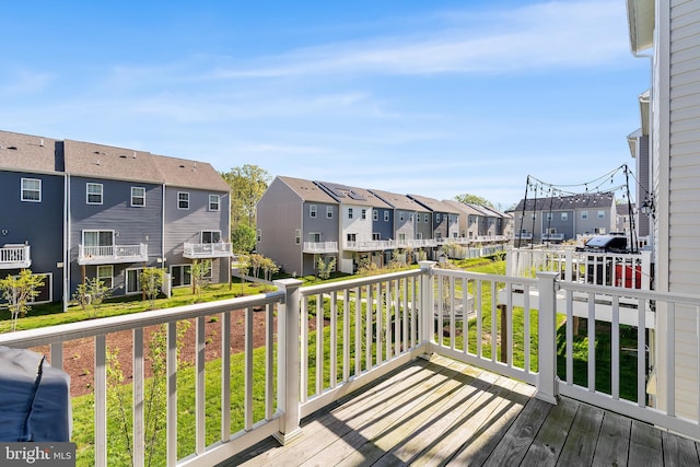 deck with a residential view