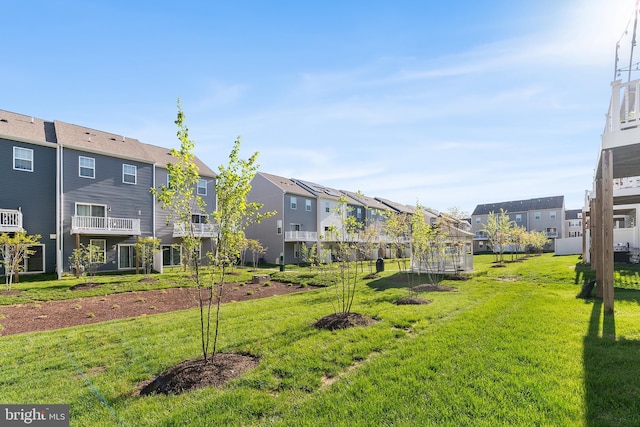view of property's community featuring a residential view and a yard