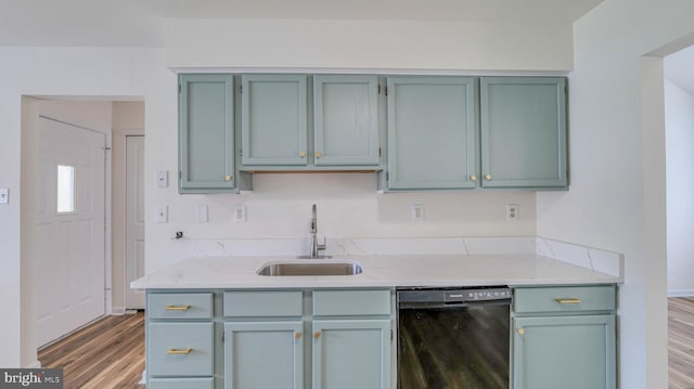 641 Cypress, Vineland, NJ 08360 - kitchen with light stone counters, a sink, light wood-style floors, and black dishwasher