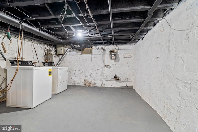 1102 Mercy St, Philadelphia, PA 19148 - unfinished basement featuring electric panel and washer and clothes dryer