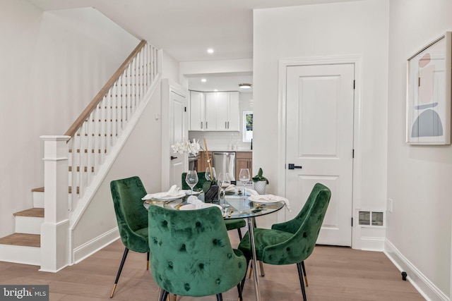 1102 Mercy St, Philadelphia, PA 19148 - dining room with recessed lighting, stairway, baseboards, and light wood-type flooring