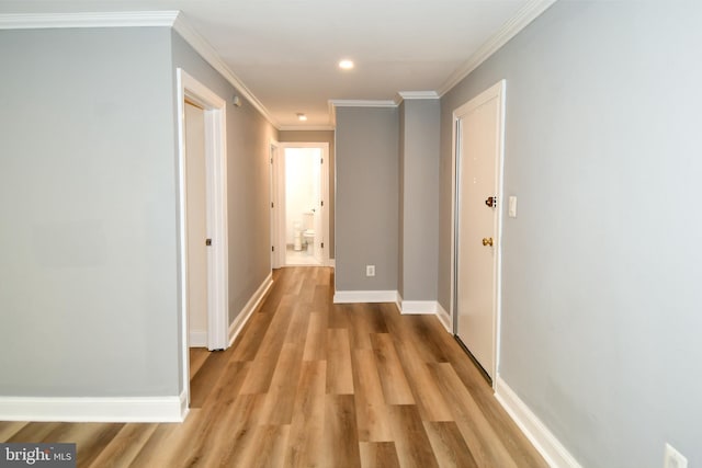 6137 Leesburg Pike Unit 101, Falls Church, VA 22041 - corridor featuring light wood-style flooring, crown molding, baseboards, and recessed lighting