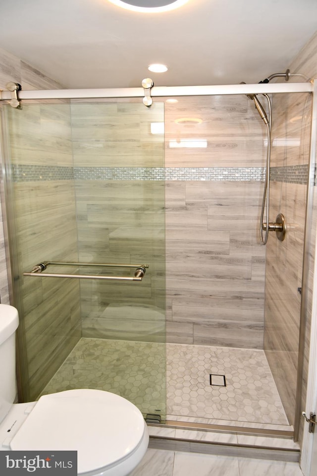 6137 Leesburg Pike Unit 101, Falls Church, VA 22041 - bathroom with toilet, a stall shower, and recessed lighting