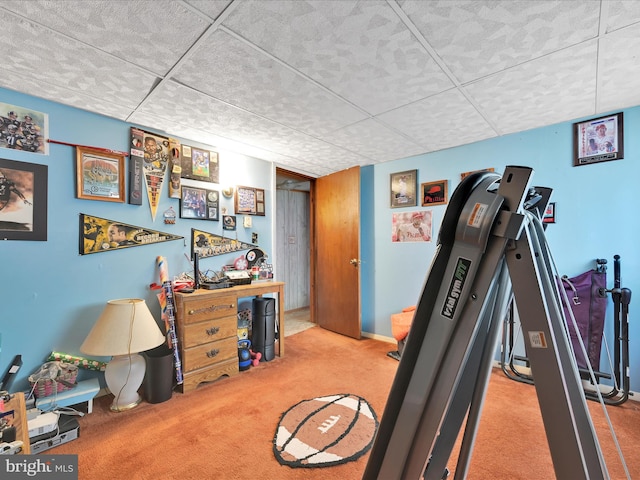 232 N Coal St, Port Carbon, PA 17965 - exercise room with a paneled ceiling, carpet floors, and baseboards