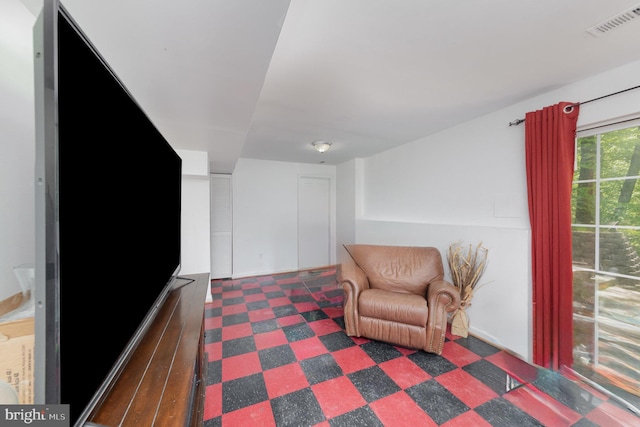 living area featuring visible vents