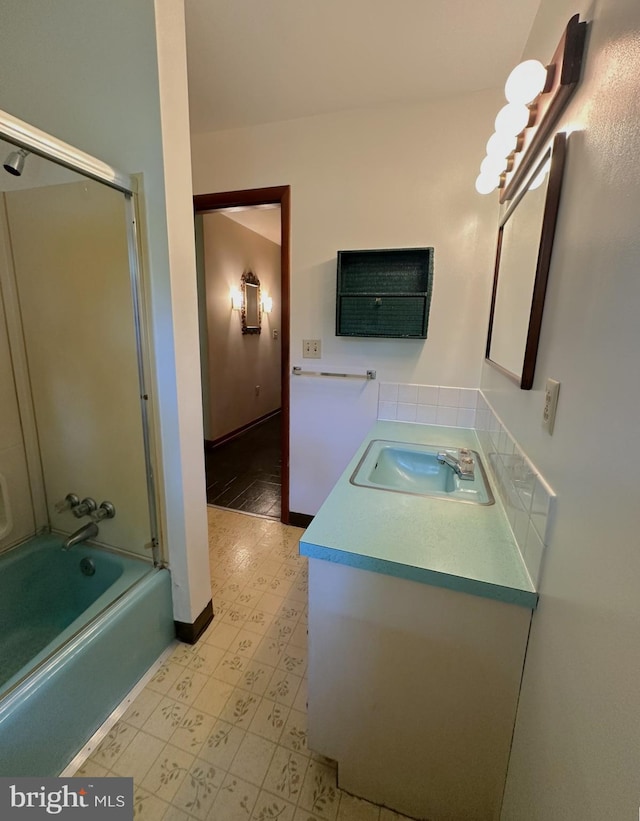 1222 Hoff Rd, Hanover, PA 17331 - bathroom with enclosed tub / shower combo, baseboards, tile patterned floors, and vanity