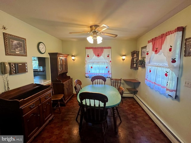 1222 Hoff Rd, Hanover, PA 17331 - dining area with a ceiling fan, a baseboard radiator, and baseboards
