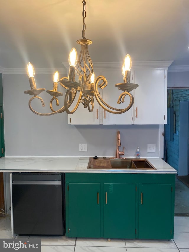 27 E Salisbury St, Williamsport, MD 21795 - kitchen with a sink, dishwashing machine, crown molding, and light countertops