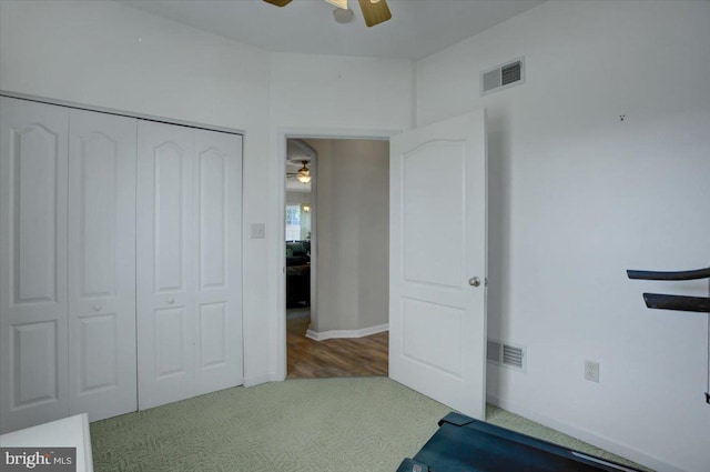18 Lantern Ln, Shippensburg, PA 17257 - workout room featuring a ceiling fan, carpet flooring, and visible vents