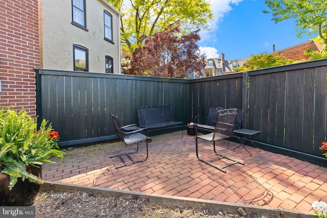 view of patio featuring a fenced backyard