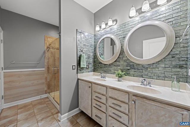6348 Flintstone Dr, Barboursville, VA 22923 - full bath featuring double vanity, a sink, and a stall shower