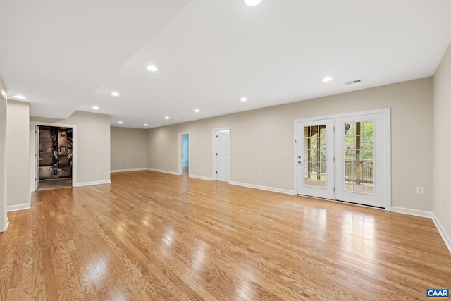 6348 Flintstone Dr, Barboursville, VA 22923 - unfurnished living room featuring recessed lighting, visible vents, and light wood-style flooring