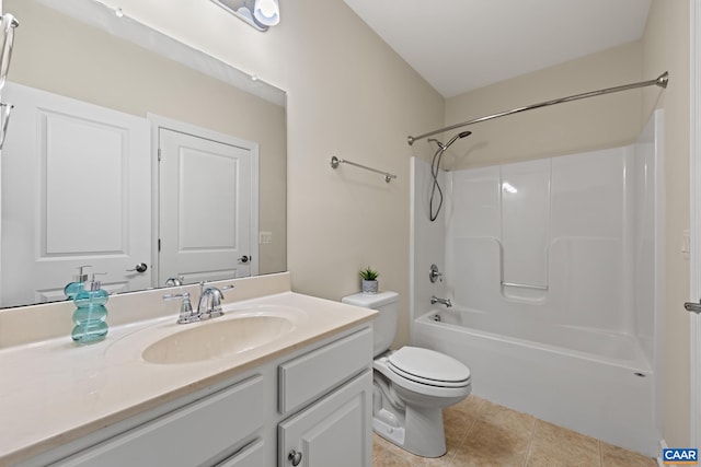 6348 Flintstone Dr, Barboursville, VA 22923 - full bathroom with toilet, tile patterned floors, shower / bathing tub combination, and vanity