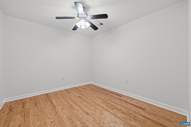 6348 Flintstone Dr, Barboursville, VA 22923 - empty room with a ceiling fan, baseboards, visible vents, and light wood-type flooring
