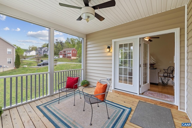 6348 Flintstone Dr, Barboursville, VA 22923 - sunroom / solarium with ceiling fan and a residential view