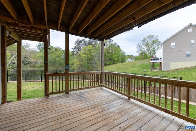 6348 Flintstone Dr, Barboursville, VA 22923 - wooden terrace featuring a yard and a fenced backyard