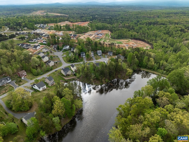 6348 Flintstone Dr, Barboursville, VA 22923 - birds eye view of property with a water view, a view of trees, and a residential view