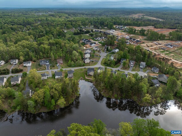 6348 Flintstone Dr, Barboursville, VA 22923 - aerial view with a water view, a residential view, and a wooded view