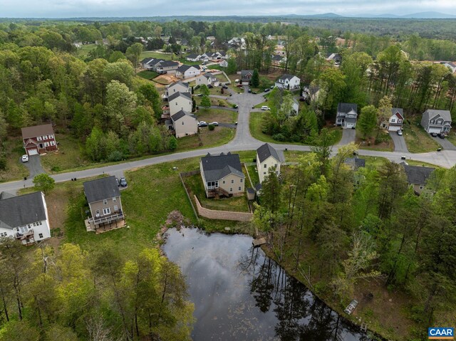 6348 Flintstone Dr, Barboursville, VA 22923 - birds eye view of property with a water view, a view of trees, and a residential view