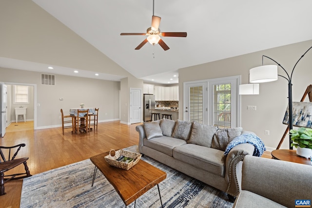 6348 Flintstone Dr, Barboursville, VA 22923 - living room with baseboards, plenty of natural light, a ceiling fan, and visible vents