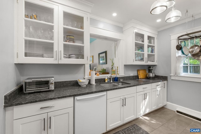 2616 Jefferson Park Cir, Charlottesville, VA 22903 - bar with a toaster, dishwasher, ornamental molding, a sink, and baseboards