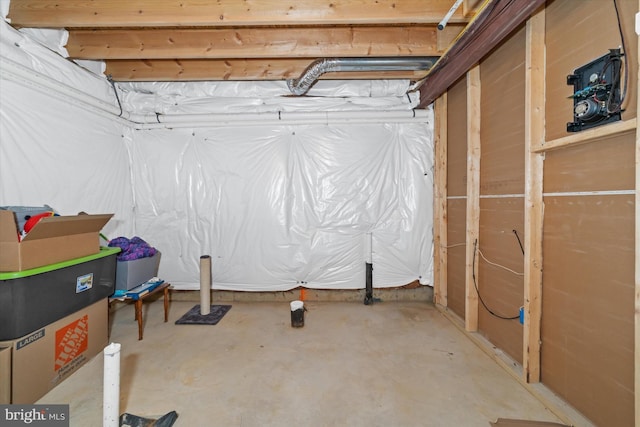 view of unfinished below grade area