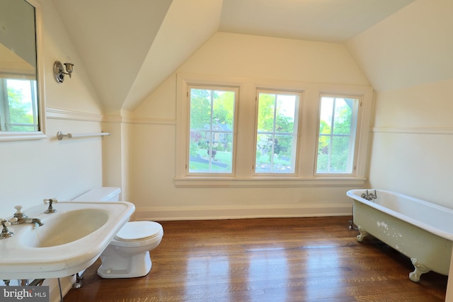 2203 N Grant Ave, Wilmington, DE 19806 - bathroom with vaulted ceiling, a wealth of natural light, and a freestanding bath