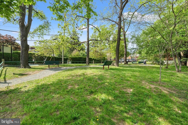 surrounding community featuring a yard and fence
