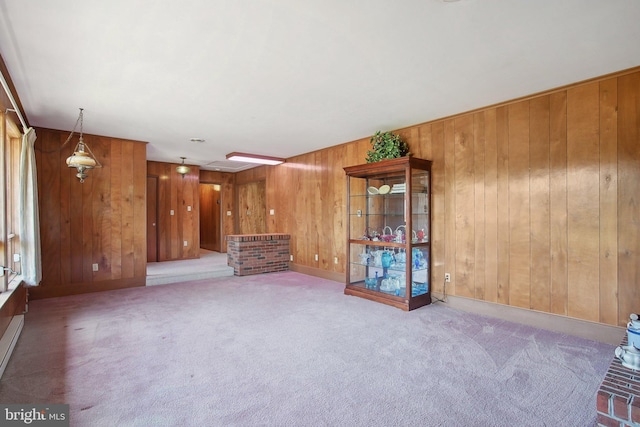 5537 Eldorado Sharptown Rd, Rhodesdale, MD 21659 - unfurnished living room featuring wooden walls and carpet flooring