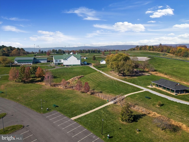 drone / aerial view with a rural view and a mountain view