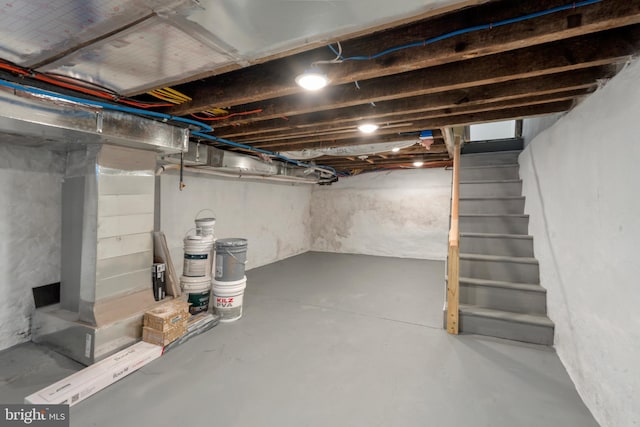 unfinished below grade area with stairway