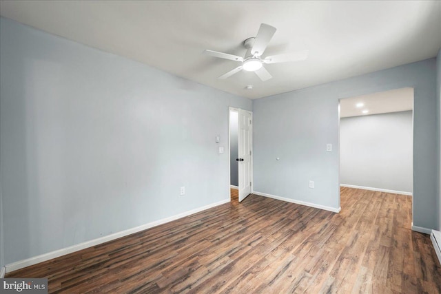 696 Burger Hollow Rd, Kunkletown, PA 18058 - empty room with baseboards, a ceiling fan, and wood finished floors