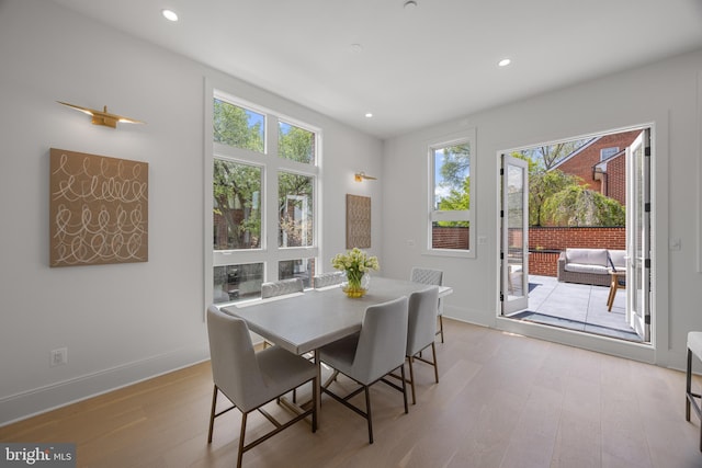 227 S Union St, Alexandria, VA 22314 - dining room with recessed lighting, baseboards, light wood finished floors, and a wealth of natural light