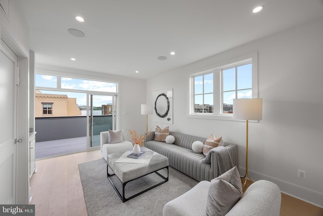 227 S Union St, Alexandria, VA 22314 - living area with recessed lighting, light wood finished floors, and baseboards