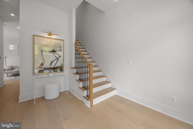 227 S Union St, Alexandria, VA 22314 - staircase featuring recessed lighting, baseboards, and wood finished floors