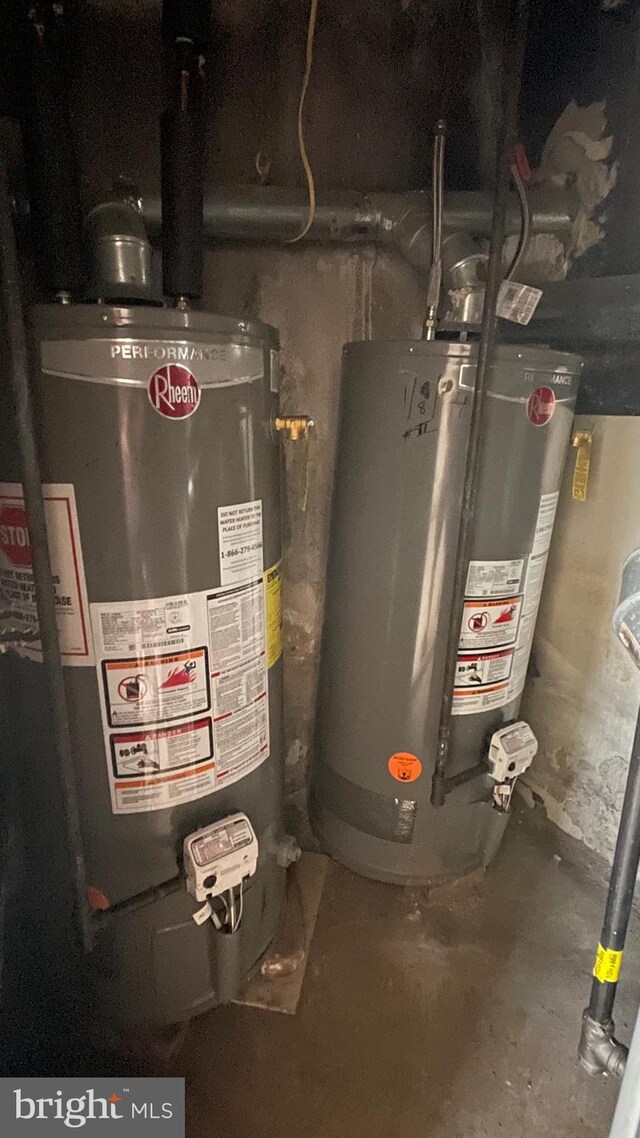 utility room featuring water heater