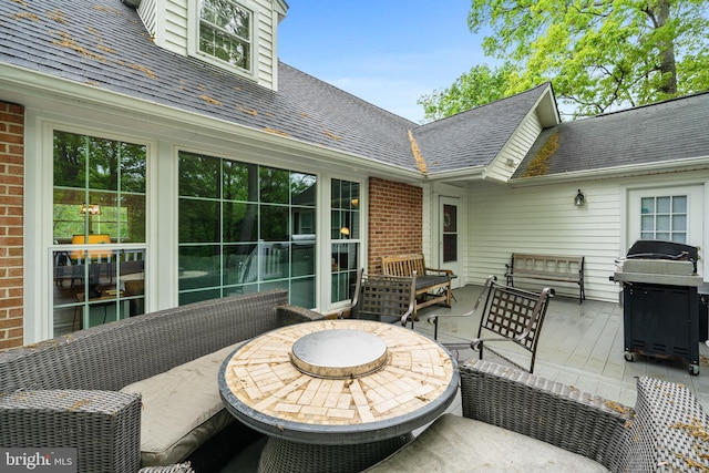 view of patio with an outdoor hangout area and area for grilling