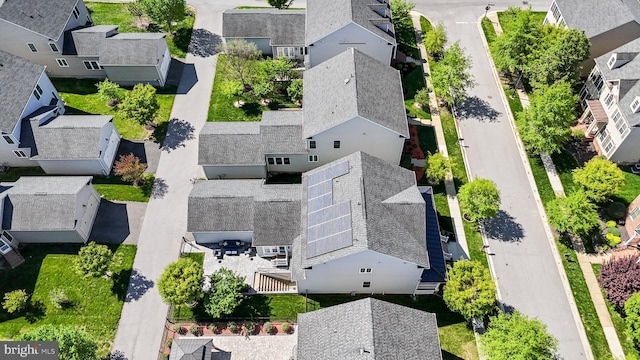 bird's eye view with a residential view