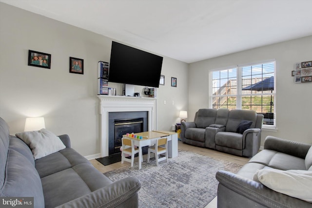 1425 Wanda Dr, Hanover, PA 17331 - living area featuring a glass covered fireplace and wood finished floors