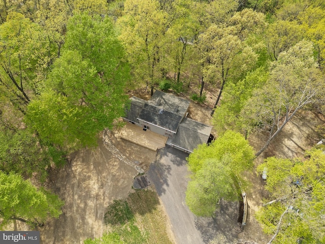 drone / aerial view with a forest view