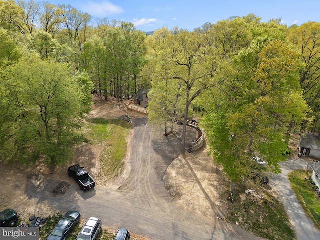 aerial view with a wooded view