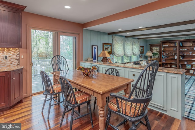 dining area with recessed lighting and light wood-style flooring